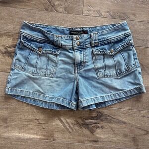 Y2K American Eagle Women's Denim Cargo Shorts Light Wash Low Rise Size 2